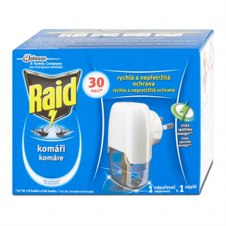 Raid elektrický odpařovač na komáry 20 ml = 30 nocí