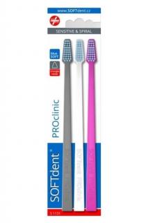 SOFTdent zubní kartáčky 3 ks PROclinic Sensitive &amp; Spiral Soft