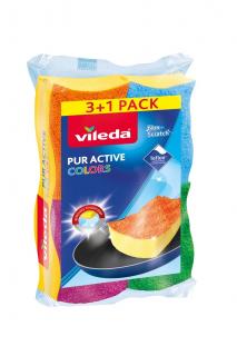 Vileda houbičky střední Pur Active Colors 3+1 ks