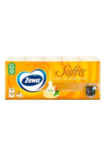 Zewa papírové kapesníčky 10x9 ks 4-vrstvé Softis Soft &amp; Sensitive