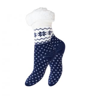 Dámské zateplené vánoční ponožky Barva: Modrá, Velikost: 39/42