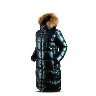 Dámský zimní teplý dlouhý prošívaný kabát Barva: Zelená, Velikost: L