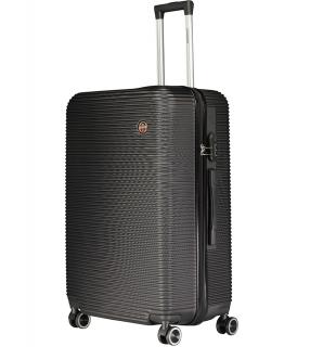 Odolný skořepinový cestovní kufr GEOGRAPHICAL NORWAY SOLOMUNEO Barva kufru: Černá, Velikost kufru: Střední kufr 59l