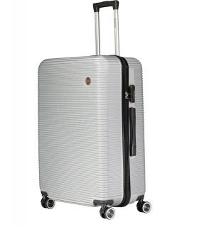 Odolný skořepinový cestovní kufr GEOGRAPHICAL NORWAY SOLOMUNEO Barva kufru: Stříbrná, Velikost kufru: Příruční kabinový kufr 34l