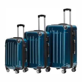 Odolný skořepinový cestovní kufr na kolečkách BEIBYE GLOSS Barva kufru: Zelenomodrá, Velikost kufru: SET kufrů (3ks) 45l, 75l, 115l