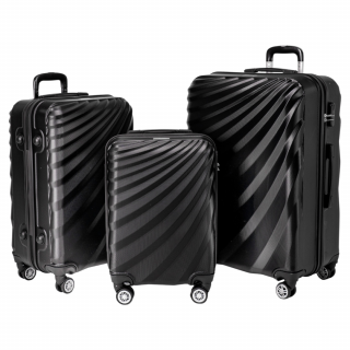 Odolný skořepinový cestovní kufr ROWEX Pulse Barva: Černá, Velikost: SET 3ks (40l, 66l, 109l)