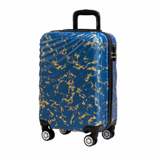 Odolný skořepinový cestovní kufr ROWEX Pulse žíhaný Barva: Modrá žíhaná, Velikost: Malý kabinový kufr - 56x34x24 cm (40l)