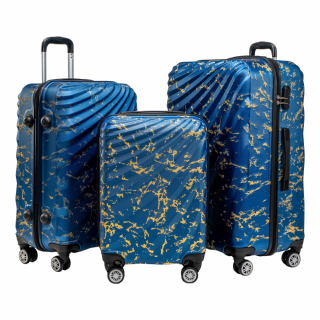 Odolný skořepinový cestovní kufr ROWEX Pulse žíhaný Barva: Modrá žíhaná, Velikost: SET 3ks (40l, 66l, 109l)