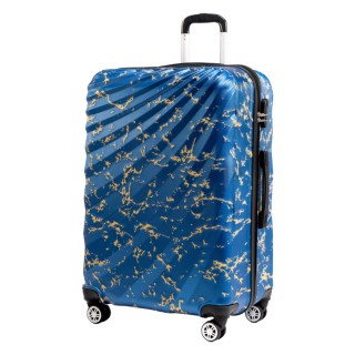 Odolný skořepinový cestovní kufr ROWEX Pulse žíhaný Barva: Modrá žíhaná, Velikost: Střední kufr - 68x40x27 cm (66l)