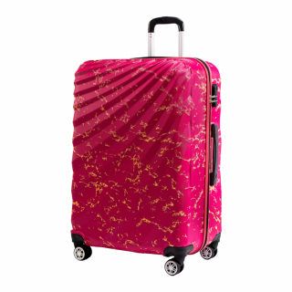 Odolný skořepinový cestovní kufr ROWEX Pulse žíhaný Barva: Růžová žíhaná, Velikost: Střední kufr - 68x40x27 cm (66l)