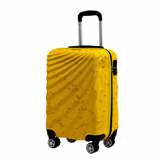 Odolný skořepinový cestovní kufr ROWEX Pulse žíhaný Barva: Žlutá žíhaná, Velikost: Malý kabinový kufr - 56x34x24 cm (40l)