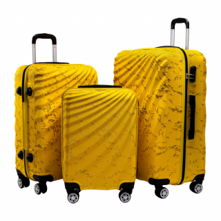 Odolný skořepinový cestovní kufr ROWEX Pulse žíhaný Barva: Žlutá žíhaná, Velikost: SET 3ks (40l, 66l, 109l)