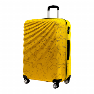 Odolný skořepinový cestovní kufr ROWEX Pulse žíhaný Barva: Žlutá žíhaná, Velikost: Střední kufr - 68x40x27 cm (66l)