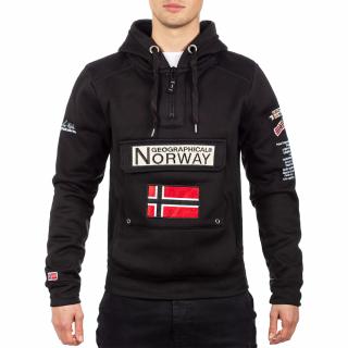 Pánská mikina s kapucí GEOGRAPHICAL NORWAY Gymclass Barva: Černá, Velikost: M