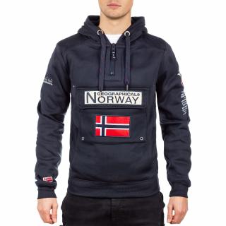 Pánská mikina s kapucí GEOGRAPHICAL NORWAY Gymclass Barva: Tmavě modrá, Velikost: M