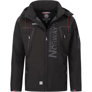 Pánská softshellová bunda GEOGRAPHICAL NORWAY s odepínatelnou kapucí Barva: Černá, Velikost: S