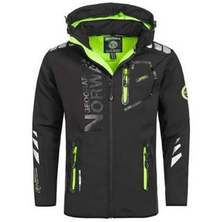 Pánská softshellová bunda GEOGRAPHICAL NORWAY s odepínatelnou kapucí Barva: Černozelená, Velikost: S