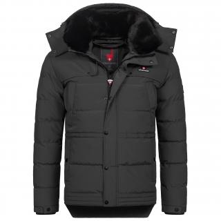 Pánská zimní bunda s kožešinou HOHENHORN Adamelo Barva: Černá, Velikost: 3XL