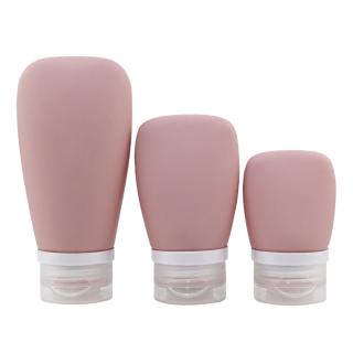 Sada cestovních silikonových lahviček na kosmetiku (3ks) Barva: Růžovovínová