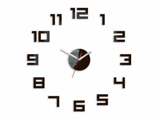 Moderní nástěnné hodiny DIGIT WENGE  (nalepovací hodiny na stěnu)