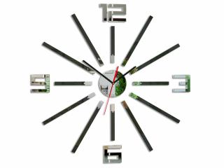 Moderní nástěnné hodiny SHEEN WENGE  (nalepovací hodiny na stěnu)