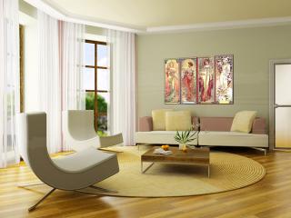 Obraz na plátně ČTYŘI ROČNÍ OBDOBÍ - Alfons Mucha  (reprodukce 120x70 cm)