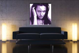 Ručně malovaný POP Art Angelina Jolie 1 dílný 100x100cm