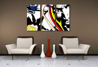 Ručně malovaný POP Art COMIX 3 dílný 120x80cm