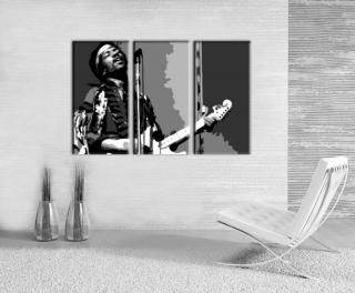 Ručně malovaný POP Art Jimmy Hendrix 3 dílný 120x80cm