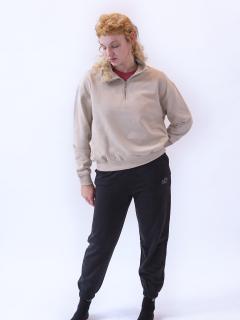 Dámská Dry-Feel Basic oversized mikina s krátkým zipem · Písková Velikost: M