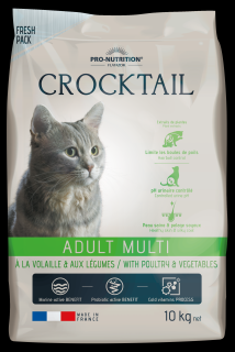 AKCE - CROCKTAIL adult multi drůbeží a zelenina 10kg (super-premium)  (kompletní vyvážené krmivo pro dospělé kočky všech plemen)