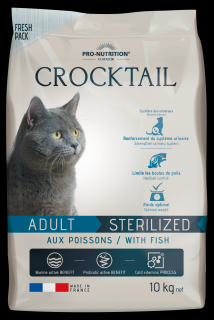 AKCE - CROCKTAIL adult sterilized ryba 10kg (super-premium)  (kompletní vyvážené krmivo pro dospělé kastrované kočky)