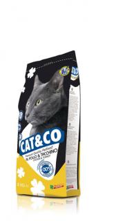 CAT&amp;CO kuřecí s krůtím 2kg(premium) (kompletní krmivo vhodné pro kočky od ranného mládí až do dospělosti a stáří)