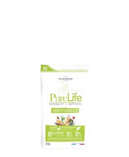 DOPRODEJOVÁ CENA - PURE LIFE light stelirized 2kg (super-premium)  (Kompletní krmivo pro dospělé sklony k nadváze)