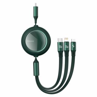 Baseus Bright Mirror USB-C kabel 3v1 Micro USB/ USB-C/ Apple Lightning/ 1,2m/ 100W zelený
