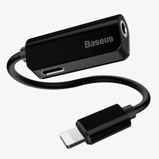 Baseus CALL32-01 adaptér pro Apple iPhone lightning 8pin / 3,5mm jack + 8 pin černý