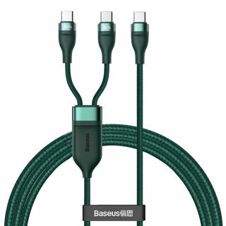 Baseus Flash 2v1 kabel USB-C PD / 2x USB-C PD 1,5m / 100W / zelený