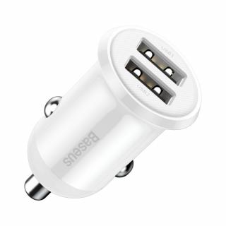 Baseus Grain PRO nabíječka do auta 2 x USB 4,8A bílá CCALLP-02