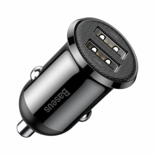 Baseus Grain PRO nabíječka do auta 2 x USB 4,8A černá CCALLP-01