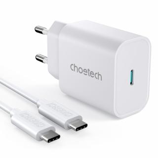 Choetech PD6003-EU nabíječka do sítě USB-C PD / kabel USB-C / 25W / 3A / bílá