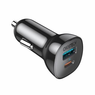 Choetech TC0005 nabíječka do auta USB / USB-C PD / 36W / 3A / QC 3.0 černá