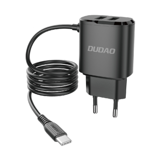 Dudao A2ProT nabíječka do sítě 2x USB / 12W / 5V / 2,4A + kabel USB-C černá