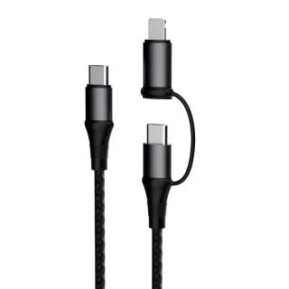 Dudao L20 USB-C PD kabel 2v1 - iPhone Lightning 18W / USB-C PD 60W / 1m / 3,4A šedý