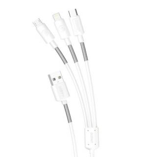 Dudao L8s 3v1 USB kabel iPhone Lightning / USB-C / Micro USB / 4A / 1,2m bílý