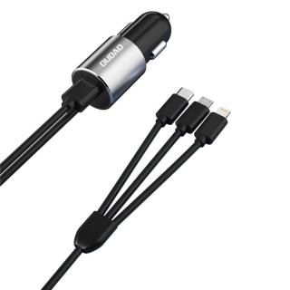 Dudao R5ProN USB nabíječka do auta 3,4A + kabel 3v1 USB-C / Micro USB / Apple