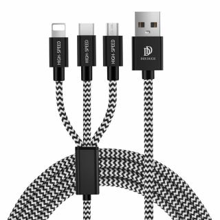 Dux Ducis K-ONE series USB kabel 3v1 - Apple Lightning / USB-C / Micro USB 1,25m / 2,4A