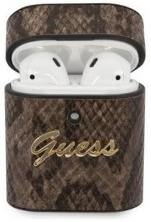 Guess silikonové pouzdro pro Apple AirPods 1/2 snake round shape brown GUACA2PUSNSMLBR