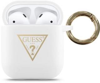 Guess silikonové pouzdro TRIANGLE logo pro Apple AirPods 1/2 bílé GUACA2LSTLWH