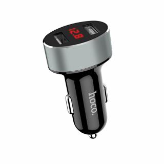 HOCO Z26 USB nabíječka do auta 2x USB / 2,1A / 10,5W s LED displejem černá