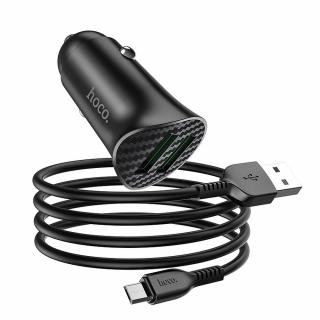 HOCO Z39 nabíječka do auta 2x USB / QC 3.0 / 18W + kabel Micro USB - černá